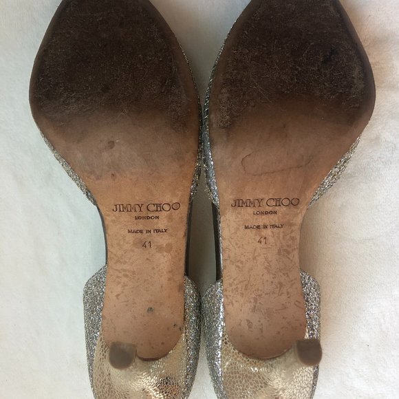 Jimmy Choo Open-toed Silver Heels - Picture 2 of 4